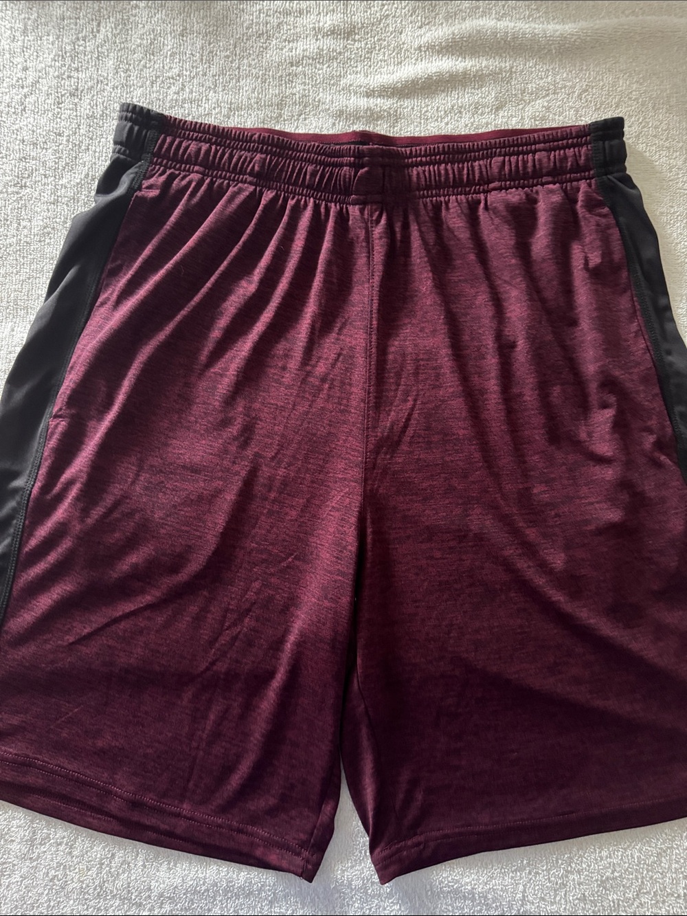 RBX Men's Burgundy Athletic Shorts with Black Panels Men’s Large PWOT